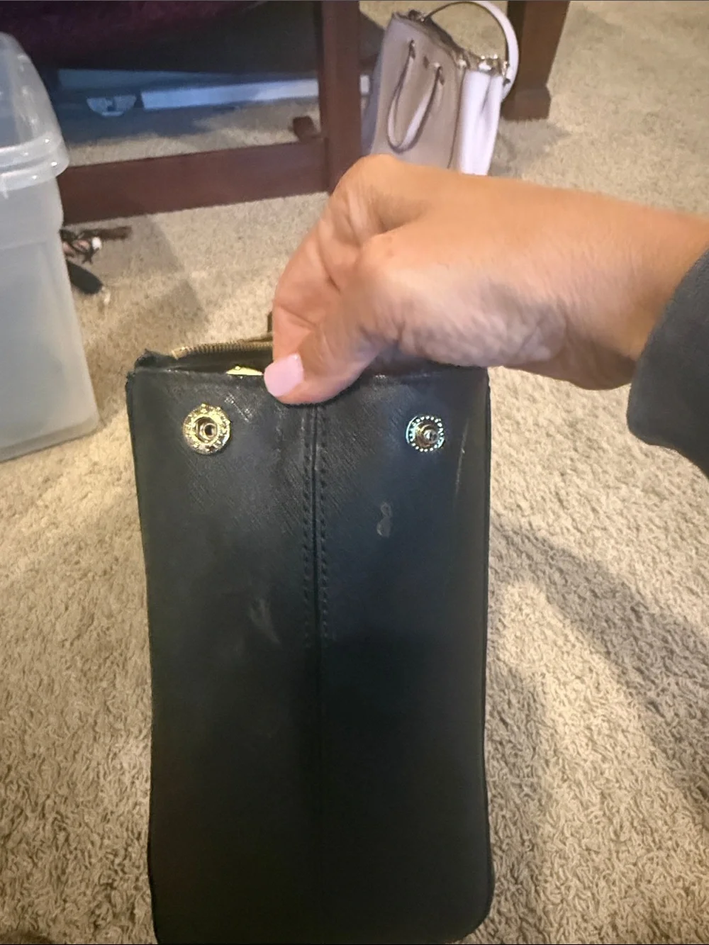 kate spade black saffiano leather tote with gold hardware